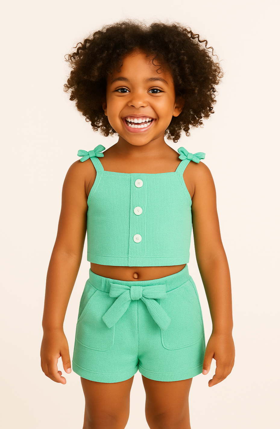 Conjunto niña gofre lazo