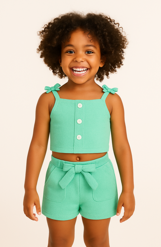 Conjunto niña gofre lazo