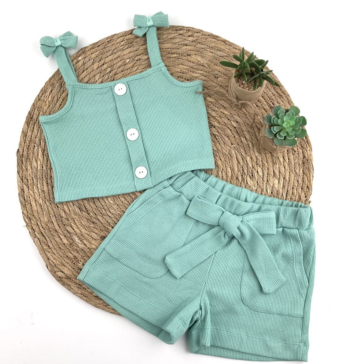 Conjunto niña gofre lazo
