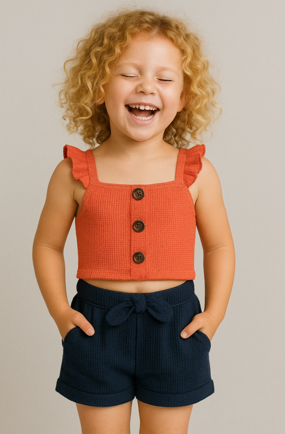 Conjunto niña gofre rizo