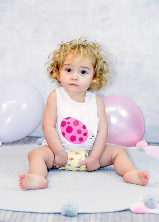 Conjunto bebé baño tortuga rosa