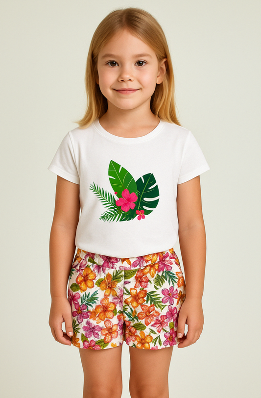 Conjunto niña hojas