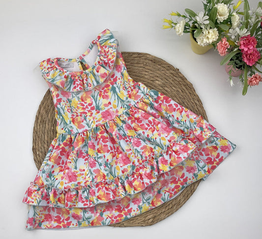 Vestido niña flores con tul