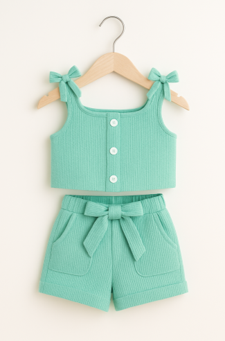 Conjunto niña gofre lazo