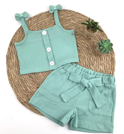 Conjunto niña gofre lazo