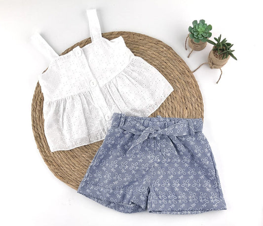 Conjunto niña tirantes bordado